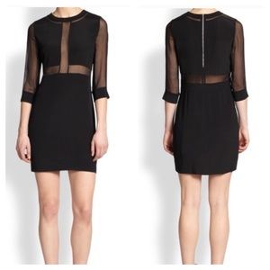 IRO Tina Sheer Panel Crepe Silk Mini Sheath Dress